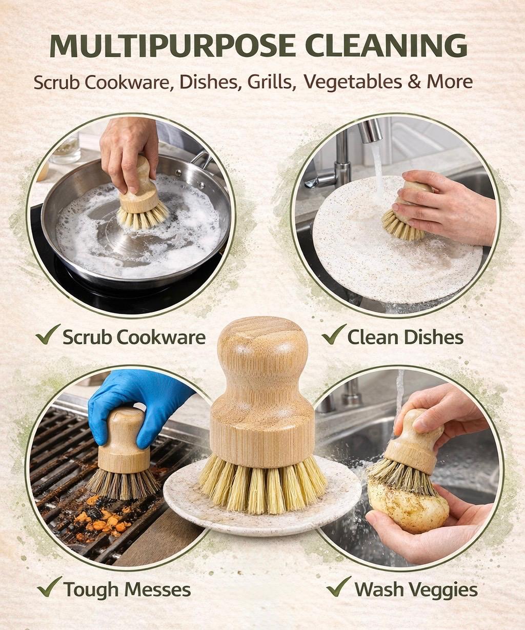 Natural Bamboo Cleaning Brush
